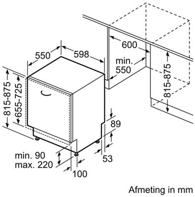 bouwtekening-SMV46KX55E-Bosch-Volledig-geintegreerde-vaatwasser