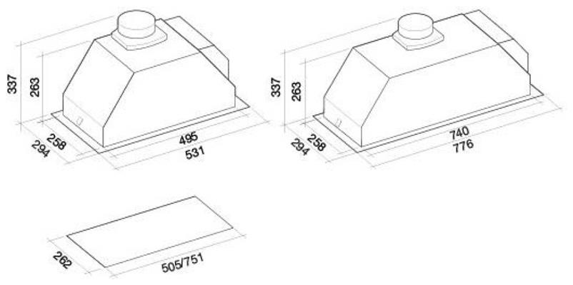 bouwtekening-BUILTIN70-Falmec-Inbouwunit-afzuigkap