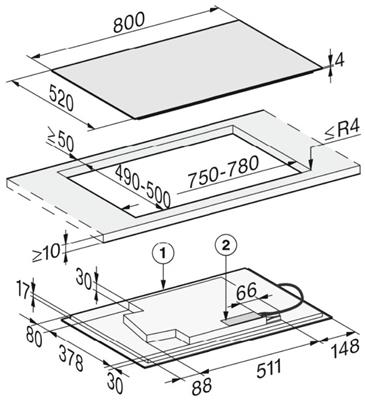bouwtekening-KM7879FL-MIELE-Inductie-kookplaat