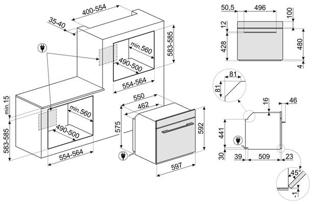 bouwtekening-SF6101TVNO-SMEG-Solo-oven