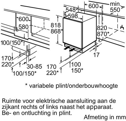 bouwtekening-KU15RADF0-Siemens-Onderbouw-koelkast