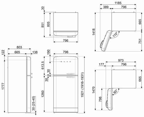 bouwtekening-FAB50LBL5-Smeg-koel-vries-combinatie